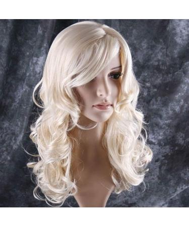 BERON 24 Stylish Long Curly Blonde Hair Wig BERON Blonde wig Long Blonde Wig Perfect for Party Halloween and Christmas(Blonde) Blonde 24 Inch (Pack of 1)