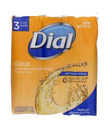Dial Antibacterial Deodorant Soap Gold 4oz 3 Bars, Fresh Scent, 12 Count Value Pack - Buy Online on GoSupps.com