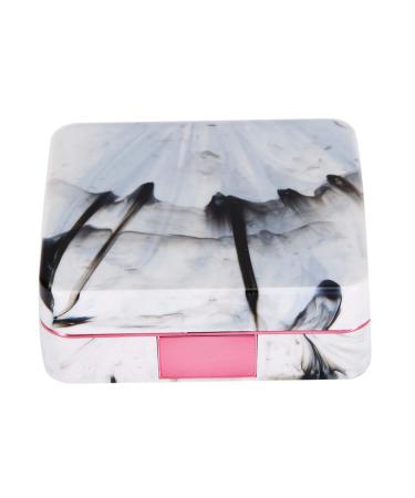 EVTSCAN Contact Lens Case Portable Square Soaking Contact Lens Case with Marble Surface(Rosy Red)