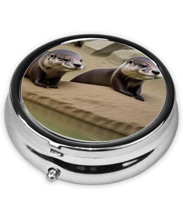 Otter Printed Mini Round Pill Box | 3 Compartment Travel Organizer for Medicine | Portable Pill Case for Home & Office Use - Buy Online on GoSupps.com