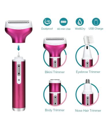 OOCOME 4 in 1 Women Bikini Trimmer & Electric Shaver - Rechargeable & Painless Hair Removal for Bikini Area, Nose, Armpit, Eyebrow & Facial - Buy Online on GoSupps.com