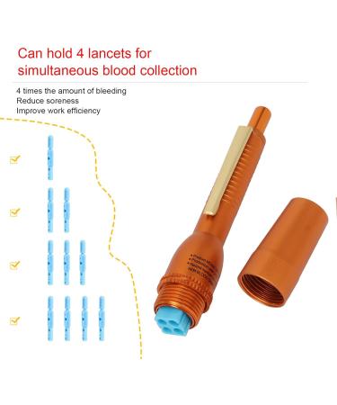 Blood Lancet Pen Blood Sampling Pen Home Beauty Salon Aluminum Alloy Lancing Device for Blood Glucose Monitoring(Gold) - Buy Online on GoSupps.com