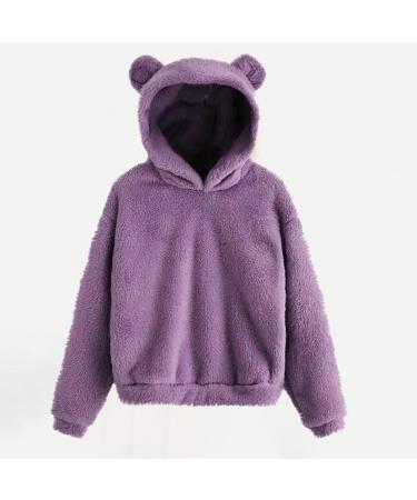 Women's Plus Size Fleece Cat Ear Hooded Top - Purple - Medium | Cozy Fashion Hooded Pullover for Autumn - Buy Online on GoSupps.com