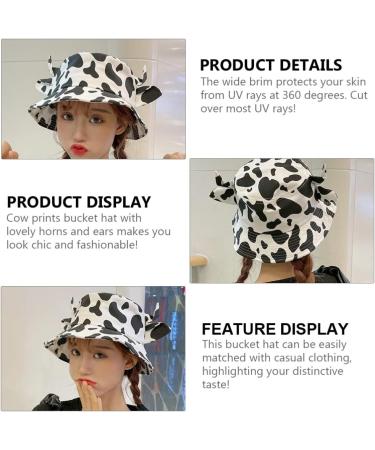 SOIMISS Cow Bucket Hat Reversible Fisherman-Cap with Cute Horn Ears Cotton Summer Sun Cap Hat for Women Teen Girl - Buy Online on GoSupps.com