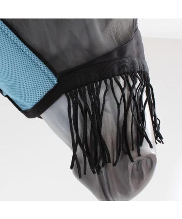 Buy BUSSE Fly Mask Fly Cover FRINGES - Light Blue/Black for Ponies | International Shipping Available - Buy Online on GoSupps.com
