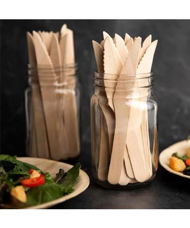 50 Count Disposable Wooden Cutlery | Compostable Cutlery Set - 50 Count Wooden Knives Disposable Utensils For-Parties-Picnics-Big-Event-Daily-Use Heat-Resistant 16.5cm/6.5in Wooden Knife X 50 - Buy Online on GoSupps.com