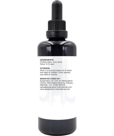 Silver 100ml (Without Citric Acid) | 8-12ppm Ionic Silver in Purified Water | Premium UV Protected Miron Violet Glass | UK Made Vegan Friendly Liquid - Buy Online on GoSupps.com