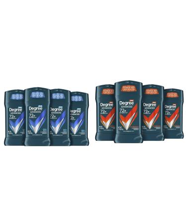 Degree Men Advanced Protection Antiperspirant Deodorant Cool Rush 4 count 72-Hour Sweat & Degree Men Antiperspirant Deodorant Adventure Freshness and Odor Protection Deodorant for Men 2.7 Oz