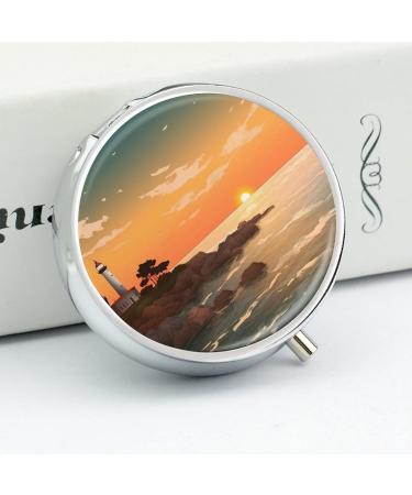 Travel Pill Box - 3 Compartment Ocean Sunset Landscape Portable Pill Organizer for Handbag & Pocket - Buy Online on GoSupps.com