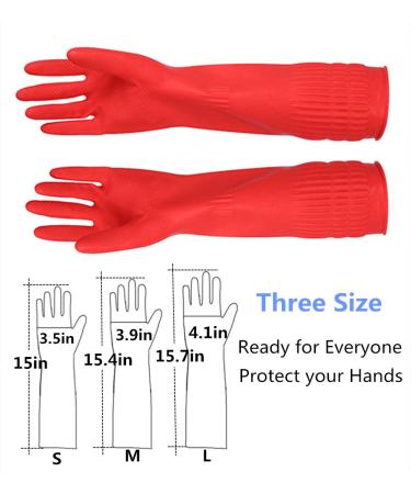 YSLON Rubber Cleaning Gloves - Waterproof Dishwashing Gloves (3 Pairs Red M) | Reusable Kitchen Essential - Buy Online on GoSupps.com