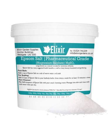 Elixir Gardens Epsom Bath Salt Pharmaceutical Grade 10kg Supplied in Tub 10 kg (Pack of 1)