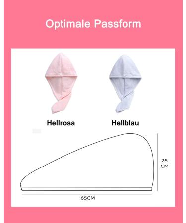 Shop Lumimi 2 Set Microfiber Haarurban Head Towels - Extra Absorbent Fast-Drying Fluffy with Button Clasp | Light Pink & Light Blue | International Shipping Available - Buy Online on GoSupps.com