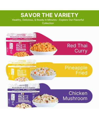 The Rice Stuff Box - Instant Rice Meals 6-Pack Chicken Mushroom Made with Organic Jasmine Rice NON-GMO Gluten-Free Dairy-Free Vegan No Preservatives No Added MSG No Added Colors - Healthy Quick & Easy Meal for Busy Lifestyles (6 Chicken Mushroom) Chicken  - Buy Online on GoSupps.com
