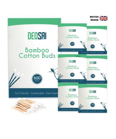 600 Premium Bamboo Cotton Buds | 100% Biodegradable and Plastic Free Ear Buds Cotton | Great Alternative to Plastic Cotton Buds/Q Tips/Swabs/Earbuds (600 Count) 600 Count (Pack of 1)