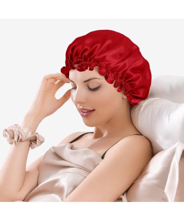 THXSILK 100% Mulberry Silk Sleep Cap for Women - Red - 9.8*9.8 - Buy Online on GoSupps.com