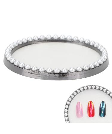 Nail art palette nail-gel color scanning panel edge with art pearls exquisite nail holder nail-art display panel practical cosmetic manicure tool (white)