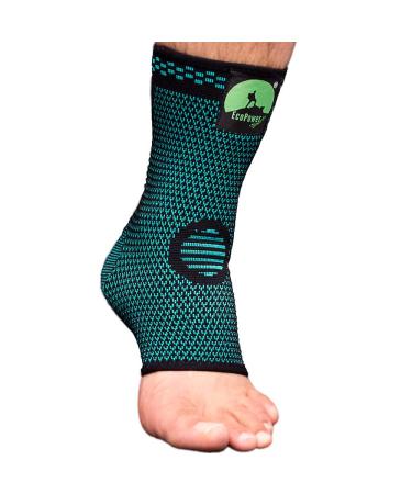 ECOPOWER SPORTS Ankle Support Ankle Brace Compression For Ligament Damage and Plantar Fasciitis Elastic Ankle Support For Arthritis Achilles Tendonitis Strain Fatigue 1 unit- Green-L L (Pack of 1) Green Emerald