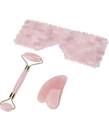 Ververt Touch Facial Massage Roller Set - Handmade Rose Quartz & Jade Eye Cushion Scraper for Radiant Skin - Buy Online on GoSupps.com