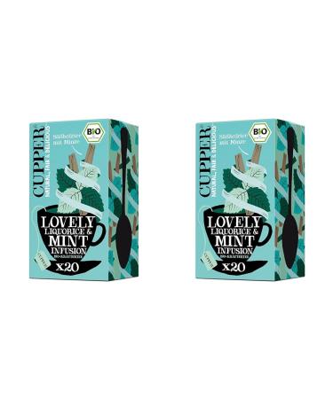 Cupper organic herbal tea "Lovely Liquorice & Mint" peppermint tea 20 unrevised tea bags environmentally friendly fairly traded (pack with 2) lovely Liquorice & MINT 20 pieces (2 Pack)