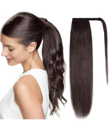 Sego ponytail extension real hair braid clip in ponytail hair part hair extension hair piece dark brown#2-2 40 cm (80 g) 40 cm dark brown#2
