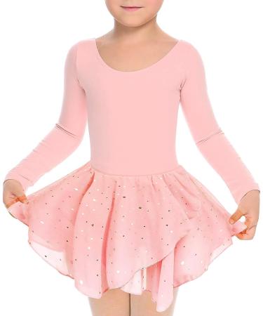 Girls Long Sleeve Dance Leotard Tutu Dress - Pink - Size 8-9 Years - Buy Online on GoSupps.com