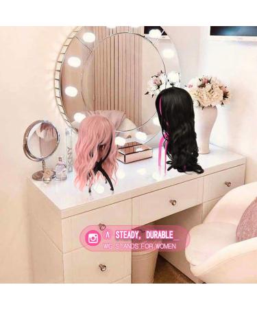 4 Pack Premium Black Wig Stand Holder - Portable & Collapsible | Durable Stands for Multiple Wigs - Women's Wig Accessories - Buy Online on GoSupps.com