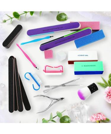 24 Pcs Nail File Set | Buffer Block, Cuticle Nipper & Pusher | Nail Scrubbing Brushes | Dead Skin Trimming & Polishing - Buy Online on GoSupps.com