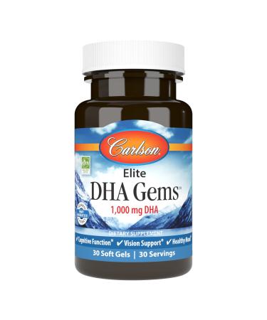 Carlson - Elite DHA Gems 1000 mg DHA Supports Healthy Brain Function & Vision 30 soft gels