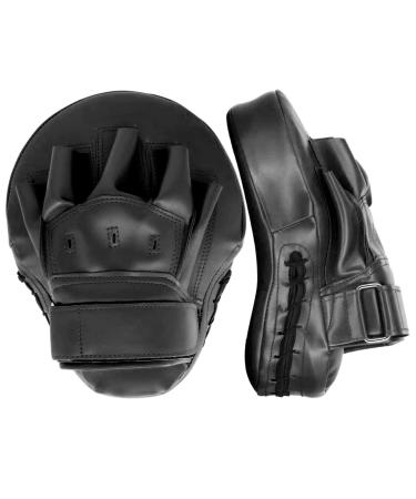 Valleycomfy Boxing Curved Focus Punching Mitts- Leatherette Training Hand Pads Black