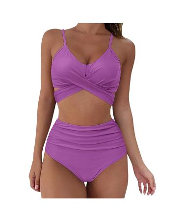 Genetic women cross baking suits leopard twist front swimwear cordelag side bikini sets bikini women belly path big breasts bikini ladies set triangle flowers purple XL