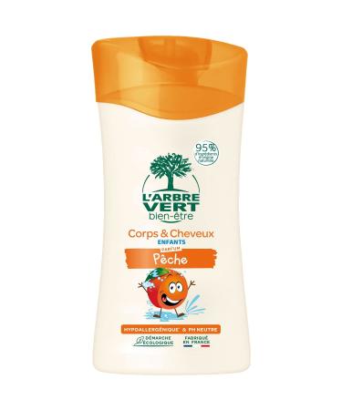 L'Arbre Vert The Green Tree Wellbeing Bath Shower Extra Gentle Shampoo for Children with Organic Peach Extract - Pack of 6