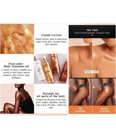 Go Ho Shimmer Body Oil - Moisturizing Liquid Spray for Smooth, Non-Sticky Glow | Summer Body Illuminator - Bronze Gold (2.8 Fl Oz) - Buy Online on GoSupps.com