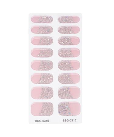 Semi Cured Gel Nail Polish Strips Adhesive Gel Nail Art Stickers Lasting Glitter Gel Nail Wraps Sticker with Nail File Semi Cured Gel Nail Stickers for Toes White with Uv Light Bsg0315