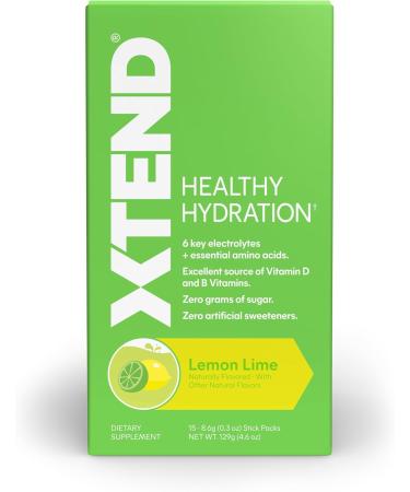 Buy XTEND Healthy Hydration Lemon Lime | Zero Sugar Electrolyte Drink Mix | 6 Electrolytes & Amino Acids | NSF Certified | 15 Servings Pack of 1 - Buy Online on GoSupps.com