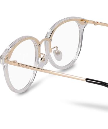 Navaris Retro Glasses - Vintage 50s Nerd Style for Men & Women | Prescription-Free Transparent Computer Glasses with Metal Frame - Buy Online on GoSupps.com