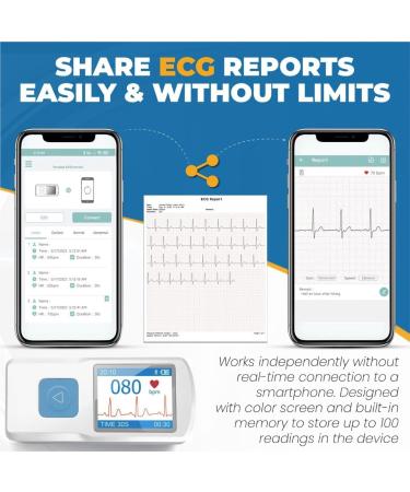 Portable ECG Monitor - Electrocardiograph Monitors in Less Than 30 Seconds no Need for a Smartphone All Measurements are Done on Device - Buy Online on GoSupps.com