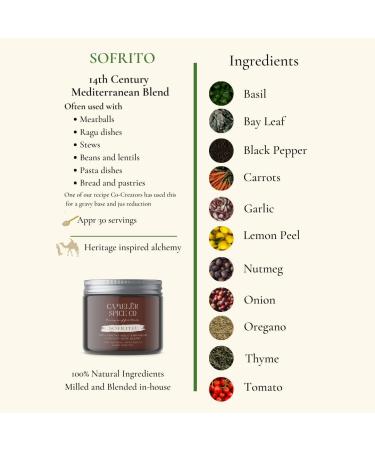 Cameler Spice Co | Sofrito | Lemon Peel infused | Zesty natural herb and spice mix| 11 ingredients | 14th Century Catalan | Mediterranean Cuisine | All Purpose Seasoning | Spanish | Italian | Tapas - Buy Online on GoSupps.com