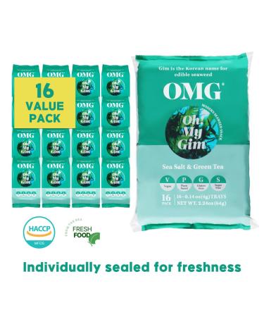 Buy 16 Pack OMG OH! My Gim Seaweed Snacks - Sea Salt & Green Tea - Vegan Healthy Algae Chips from South Korea Premium Dried Sea Vegetables - Buy Online on GoSupps.com