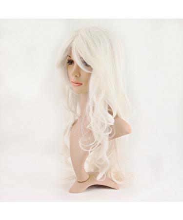 MapofBeauty 24 inch Curly Wig with Side Bangs - Sexy & Charming White Wig for International Shipping - Buy Online on GoSupps.com