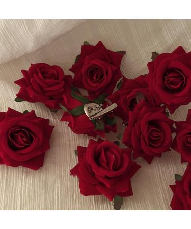 AJTUTUS Rose Clip Fabric Rose Flower Hair Pins Brooch Floral Clip Flower Pin Headpieces Woman Wedding Party Favor Accessory - Buy Online on GoSupps.com