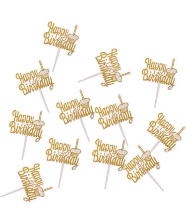misppro 12pcs Lovely Plastic Happy Birthday Cake Cupcake Topper Muffin Food Picks - Buy Online on GoSupps.com