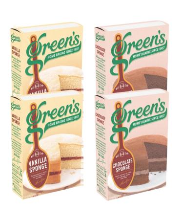 Sponge Cake Bundle with Greens Vanilla Sponge Mix 221g x2 and Chocolate Sponge Mix 221g x2 (4 Pack) - Buy Online on GoSupps.com