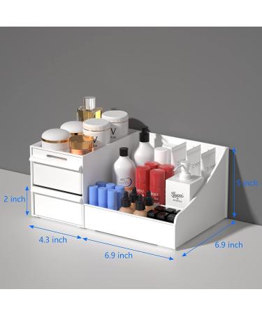 VZINO Large White Drawer Makeup Organizer for Vanity - Ideal for Cosmetics, Skincare, or Stationery on Bedroom and Office Countertops - Buy Online on GoSupps.com