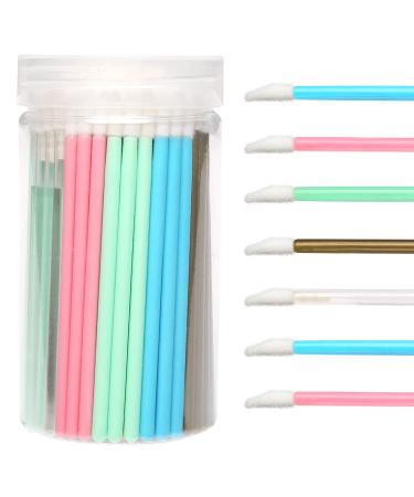 Elisel 100 Pcs Disposable Crystal Lip Brushes with Container, Make Up Lip Brushes Lipstick Lip Gloss Wands Eyeshadow Brushes Applicator Tool Makeup Beauty Tool Kits (Multi-Colored)