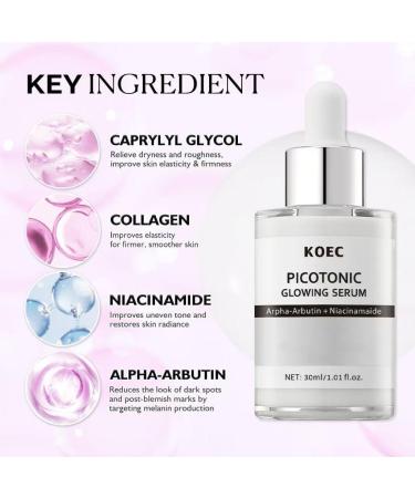 KOEC Pink Toning Skin Booster Pink Spicule Serum + Picotonic Glowing Ampoule Duo Hydrating & Smoothing & Nourishing Face Serum with Collagen Alpha Arbutin Niacinamide - Buy Online on GoSupps.com
