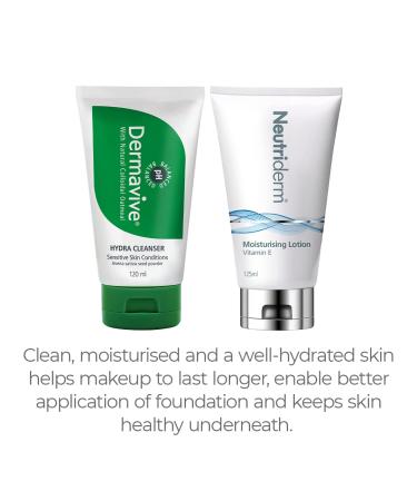 Pre-Makeup Bundle: Dermavive Hydra Cleanser 120ml & Neutriderm Moisturising Lotion 125ml - Buy Online on GoSupps.com