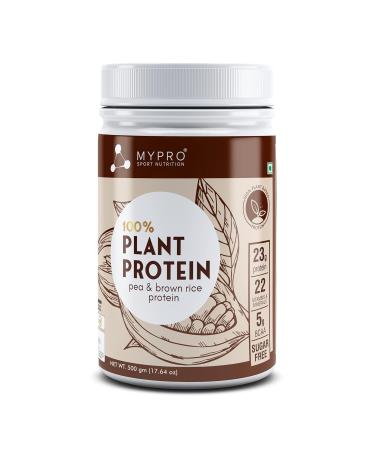 Mypro Sport Nutrition Plant Protein Powder Pea & Brown Rice Protein (23g protein 22 Vitamins & minerals 5g BCAA) Plant Based Vegan Protein Men & Women (Chocolate 500 g (Pack of 1))