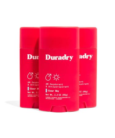 Duradry Antiperspirant Deodorant for Women and Men - Anti Sweat Maximum Strength Deodorant Excessive Sweat Protection for Armpits Naturally Neutralize Odor - Clear Sky 2.3 Oz (Pack of 3) 3 Ct - Clear Sky (Crisp Pear + Vanilla)