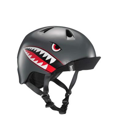 BERN, Kid's Nino Helmet with Flip Visor Satin Grey Flying Tiger X-Small/Small