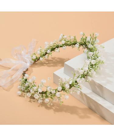 Artificial Baby's Breath Green Headpiece Bridal Flower Crown Eucalyptus Halo Wedding Leaf Floral Crown Headband - White - Buy Online on GoSupps.com